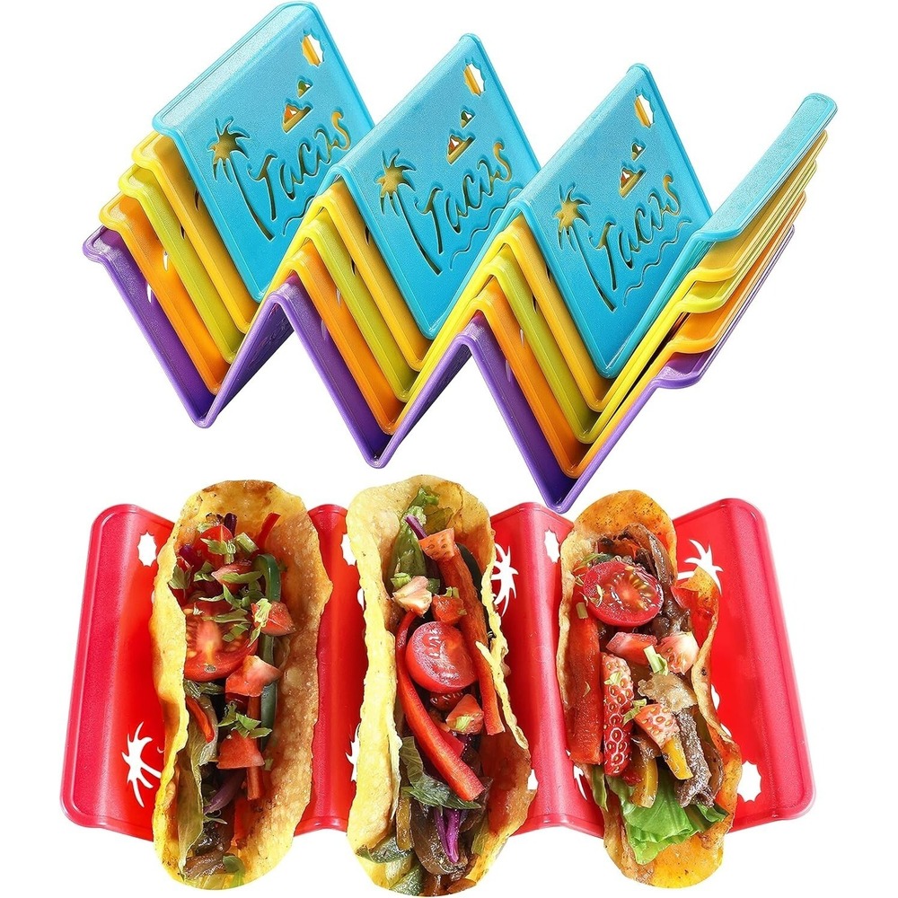 6PCS Taco Holder Stands with Unique Island Pattern, Colorful